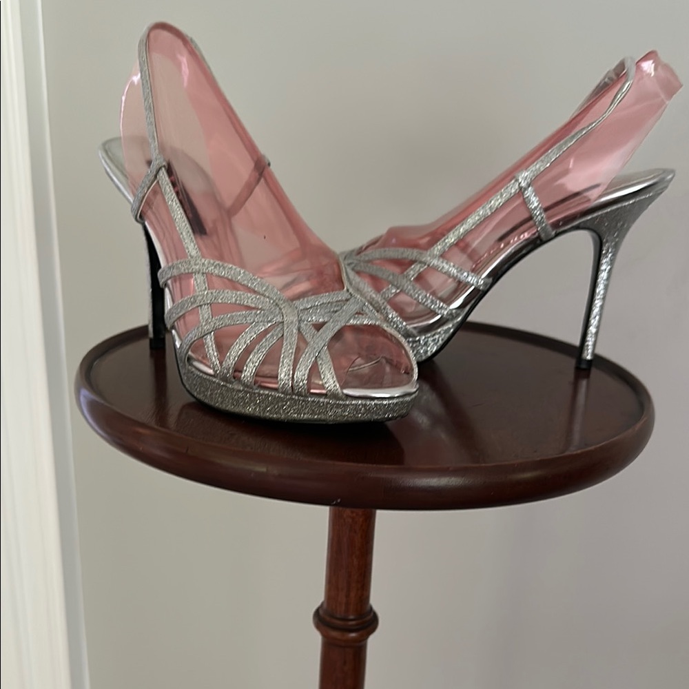 Silver Strappy Heels